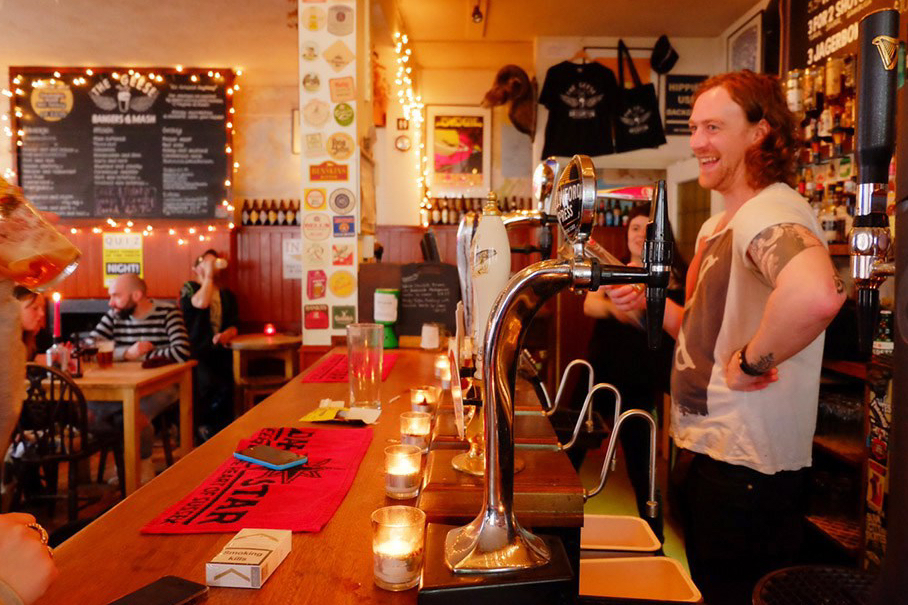Barman at the geese pub in hanover brighton